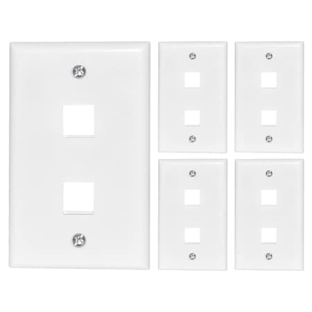 Newhouse Hardware 2-Port Wall Plate White, 5PK QP2-WH-05