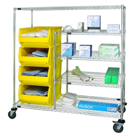 Quantum Storage Systems PAR LEVEL TRANSPORT CART W/CLEAR BINS WRCPL-63-2460-955CL