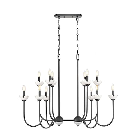 Z-Lite Allistair 12-Light Linear Chandelier, 24.5 in W, Matte Black 352-42L-MB
