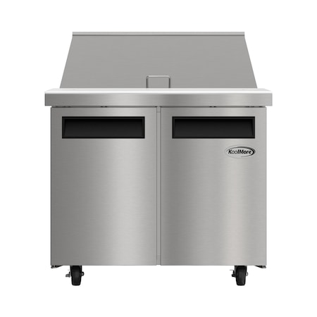 Koolmore 36 in. 2 Door Refrigerated Mega Sandwich Prep Table, 15 Pan Capacity and 11  Cu. Ft. of Storage KM-MPTR36-2D
