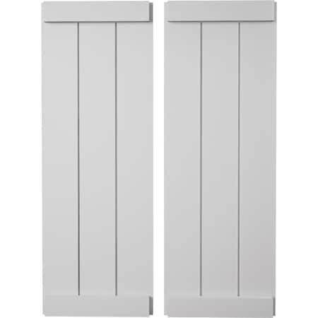 Ekena Millwork Rustic Three Board Joined Board-n-Batten Smooth Faux Wood Shutters w/End Batten, 16 1/2W x 48H, PR SHUBJE16X48SMPR