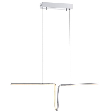 Jonathan Y Ali 34.5" Dimmable Adjustable Integrated LED Metal Linear Pendant, Chrome JYL7029A