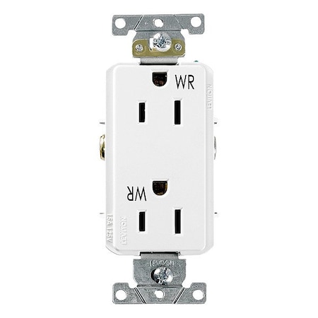 Leviton Receptacle Outlet, 15A, White, 125V WDR15-W