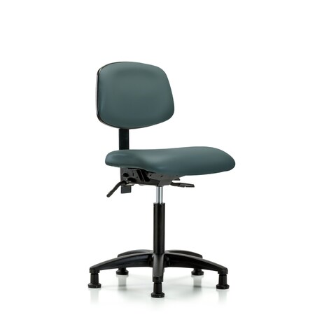 Blue Ridge Ergonomics Chair, Vinyl, Med Bench, Glides, Blu, No Arms, 22" to 29" Height, Colonial Blue BR-VMBCH-RG-T0-A0-NF-RG-8546