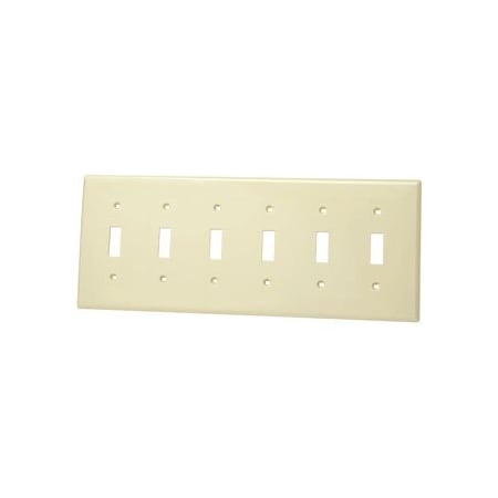 Leviton Switch Wallplate, Standard Size, Gang 6, Ivory 80736-I
