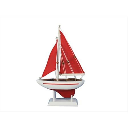 Handcrafted Model Ships Pacific Sailor Red - Red Sails 9 in. Model Ship Decorative Accent Sailboat9-105