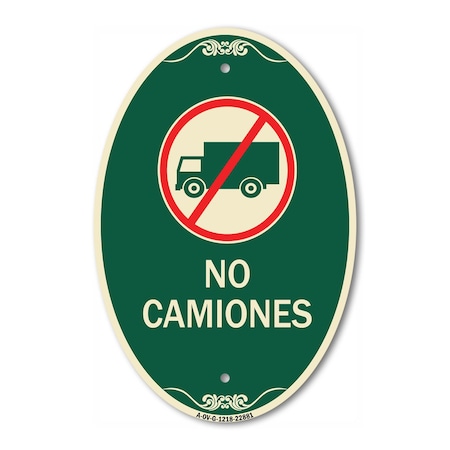 Signmission Spanish Traffic Sign No Camiones No Trucks , 12 In X 18 In Architectural, Heavy Gauge Aluminum A-OV-G-1218-22881