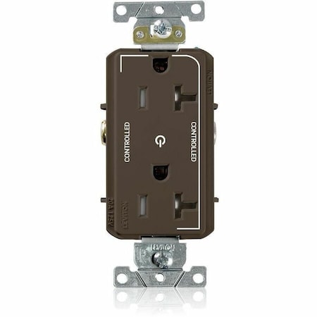 Leviton Dec Plus Rec 20A 125V TR 2Mrk-Ctrl Brn TDR20-S2