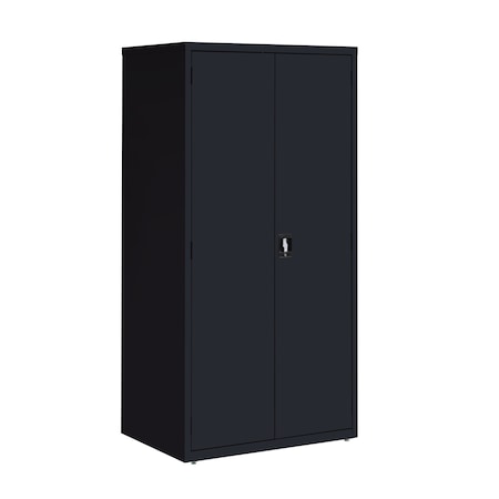 Hirsh Storage Cabinet, 72 in H, 36 in W, 24 in D, Recessed Twist, Keyed, Black, 4 Shelves 22008