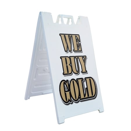 Signmission We Buy Gold, A-Frame & 2 Sign Inserts, Heavy-Duty Plastic Frame SBHD-C-2436-We Buy Gold