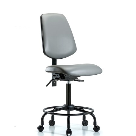 Blue Ridge Ergonomics Vinyl Chair, Med Bench, Round Tube Base, Med Back, Tilt, Casters, Sterling BR-VMBCH-MB-RT-T1-A0-RC-8840