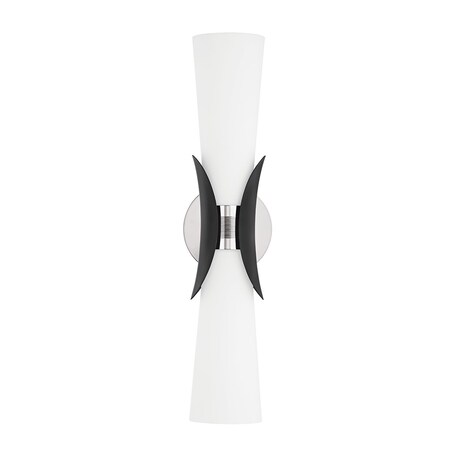 Troy Lighting Muncie 2 Light Wall Sconce 5 In. Polished Nickel/Soft Black B2102-PN/SBK