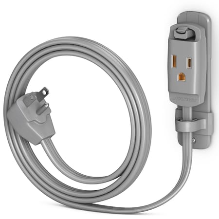 Maximm 3ft 14AWG Heavy Duty AC Extension Cord w/ Wall Clip, Gray ADW-90-C6F03-14G0-WM