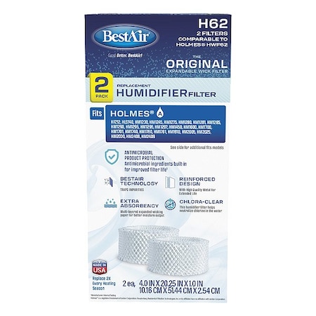 Bestair Humidifier Wick, 20 3/4 in L, PK2 H62-2PK-PDQ-2