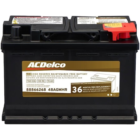 Acdelco BATTERY ASM .80PAL, Vehicle Battery, 48AGMHR