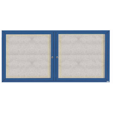 Aarco Outdoor Illuminated Enclosed Bulletin Board w/ Al Frame, Blue, 36''Hx72''W ODCC3672RIB