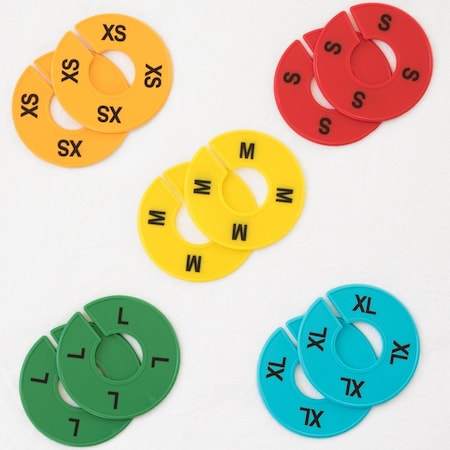 Nahanco Colorful Round Clothing Size Dividers, 5 Mixed Colors, Black Print5 Sizes, 2 pc. each, 10PK CCKIT1
