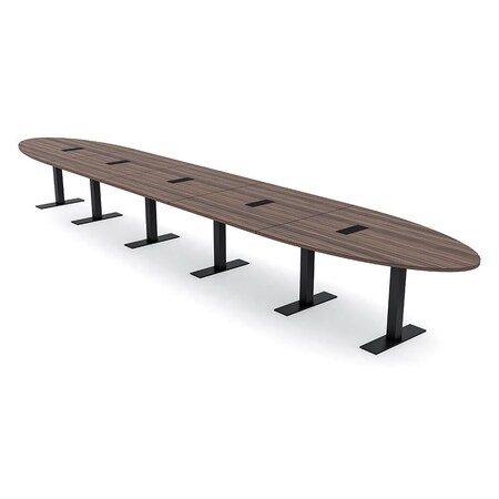 Skutchi Designs 22ft Oval Conference Table With Power | Harmony Series | 20 Person Meeting Room Table HAR-OVL-48X264-T.BK-H3041-EBLK