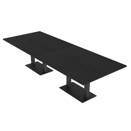 Skutchi Designs Rectangle Conference Table With Power, 48 in W, 144 in L, Black HAR-REC-48X144-DOU.BK-U999ST19-NA