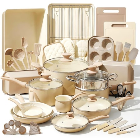 Nutrichef 54-Piece Marble Non-Stick Cookware and Bakeware Set, Professional Home Kitchen Collection with NCCW54TBR