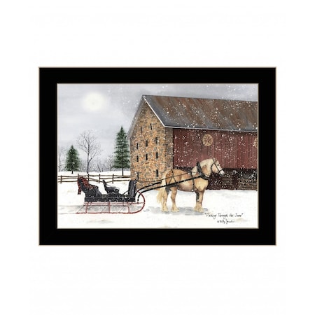 Homeroots Dashing Though The Snow Black Framed Print Wall Art 416092