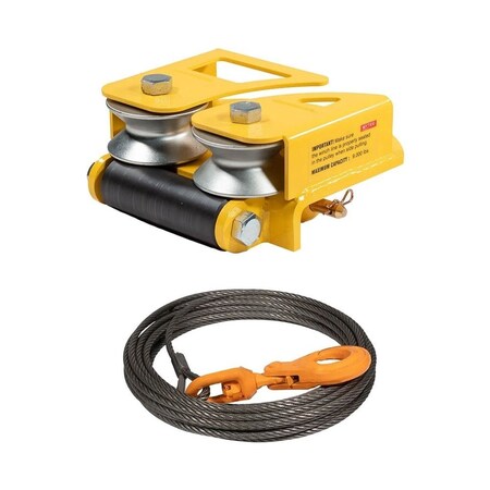 Mytee Products 1 PK Core Winch Cable 3/8inx150ft Swivel Hook & 1PK Side Puller Recovery Tool SPRT-WW38150-KIT