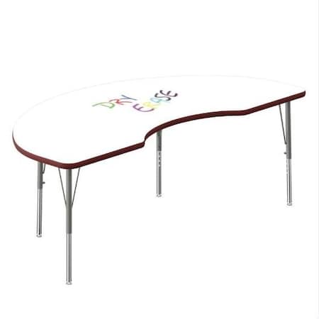 Correll Kidney Dry Erase Activity Table, 72 in W, 36 in L, 19 in to 29 in H, Particleboard, Frosty White A3672DE-KID-80-14-35