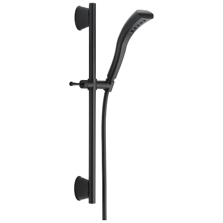 Delta Universal Showering Components H2Okinetic Single-Setting Slide Bar Hand Shower In Matte Black 51579-BL