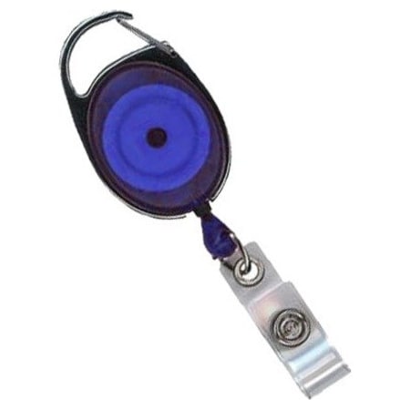 Brady BADGE REEL, TRANSLUCENT BLUE, PREMIER BADGE REEL, 30in CORD, CLEAR STRAP 2120-7052