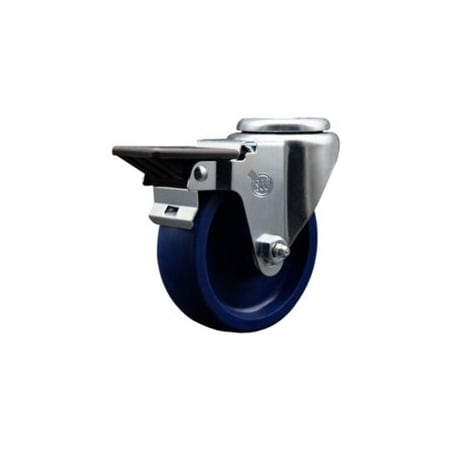 Service Caster 4'' Solid Poly Wheel Swivel Bolt Hole Caster with Posi Lock Brake SCC-BH20S414-SPUS-PLB