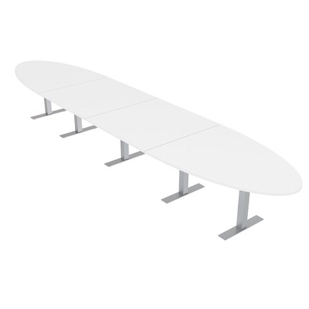 Skutchi Designs 20ft Conference Table With Power Unit | 18 Person Modular Oval Meeting Table | Harmony Series HAR-OVL-48X240-T-W960-NA