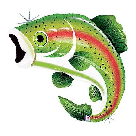 Loonballoon Trout Fish Fishing Fisherman Rainbow Shiny Scales Party 29in. Mylar Balloon merch-LoonBallon- dalv293