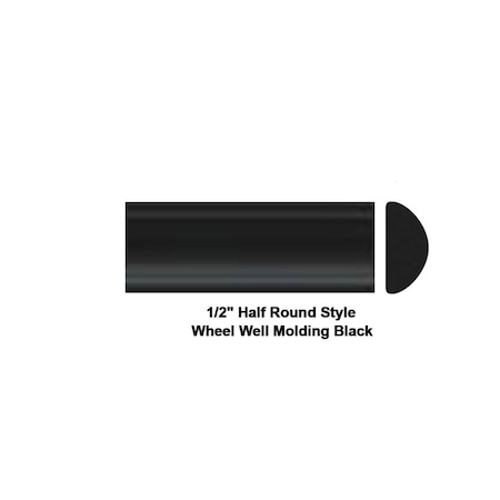 Protekto Trim Half Round Wheel Well Molding, 20 ft L x 1/2 in W, Black 37-423