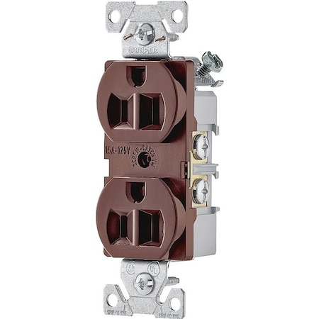 Eaton Wiring Devices Straight Blade Receptacle, 5-15R, 15 A, 125V AC, 2 Pole, 3 Wire, Flush Mount 827B-BOX