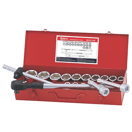 Genius Tools 17PC 3/4in Dr. SAE Hand Socket Set GS-617AS