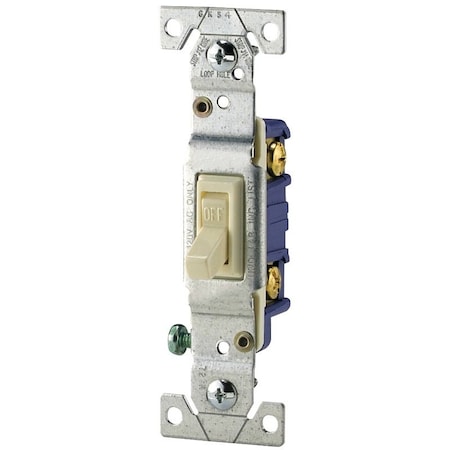 Eaton Wiring Devices Toggle Switch, 15 A, 120 V, Polycarbonate Housing Material, Ivory 1301-7V