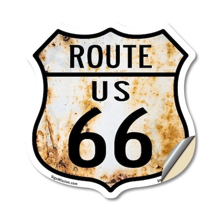 Signmission Route Us 66 Rustic, 12 Inch X 12 Inch, Vinyl Decal SHI-D-12-485