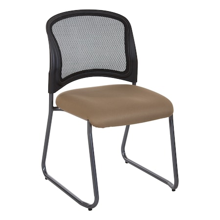 Office Star ProGrid Titanium & Black Visitors Chair, Sled Base, Icon Brown 86725R-232