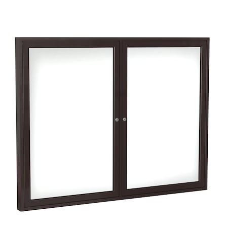 Ghent 2 Door Enclosed Porcelain Whiteboard, Magnetic, Bronze Frame, 3'H x 5'W PB23660M-M1