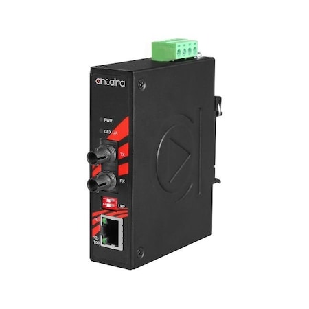 Antaira Compact Industrial Gigabit Ethernet Media Converter, with 10/100/1000TX to IMC-C1000-ST-S1