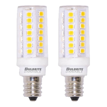 Bulbrite 60w Equivalent Dimmable Clear Mini T6 Candelabra Screw Base (E12) LED Mini Light Bulb, 3000K, 2PK 862143