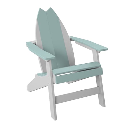 Polybird SURFBOARD ADIRONDACK-TAIL CHAIR.        SAGE AND WHITE POLYBIRD P80