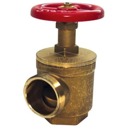 Dixon Global Angle Hose Valve with Red Steel Hand wheel, 1-1/2 x 1-1/2 in Nominal, FNPT x MNST NH End St AV151