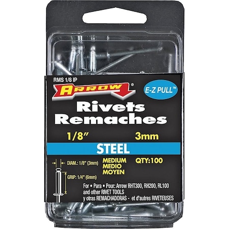 Arrow Fastener Rivet Medium Steel 1/8X1/4In RMS1/8IP
