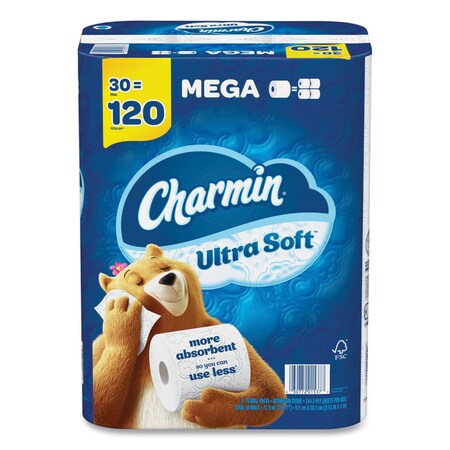 Charmin Ultra Soft Bathroom Tissue, Mega Roll, Septic Safe, 2-Ply, White, 244 Sheets/Roll, 30PK 88029