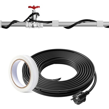 Vevor Self-Regulating Pipe Heating Cable 12FT 5W/FT Heat Tape with Thermostat 5MLTV1-12