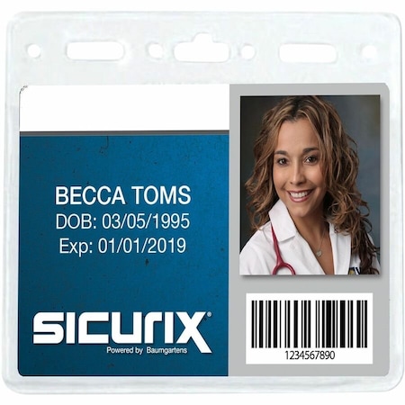 Baumgartens ID Badge Holder, Horizontal, 4" x 3", Clear, 50/Pack 67830