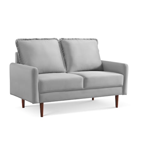 Homeroots 57" Gray And Dark Brown Velvet Loveseat 543727