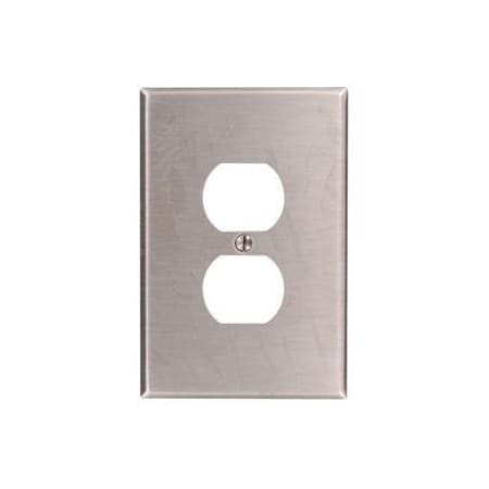Leviton Receptacle Wall Plate, Number of Gangs: 1 Stainless Steel, Silver 84103-40