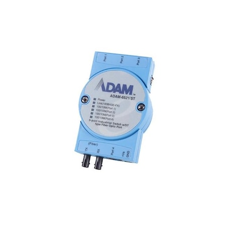 Advantech 5-port Switch w/1 Multi-Mode ST Type Fiber Port ADAM-6521/ST-AE